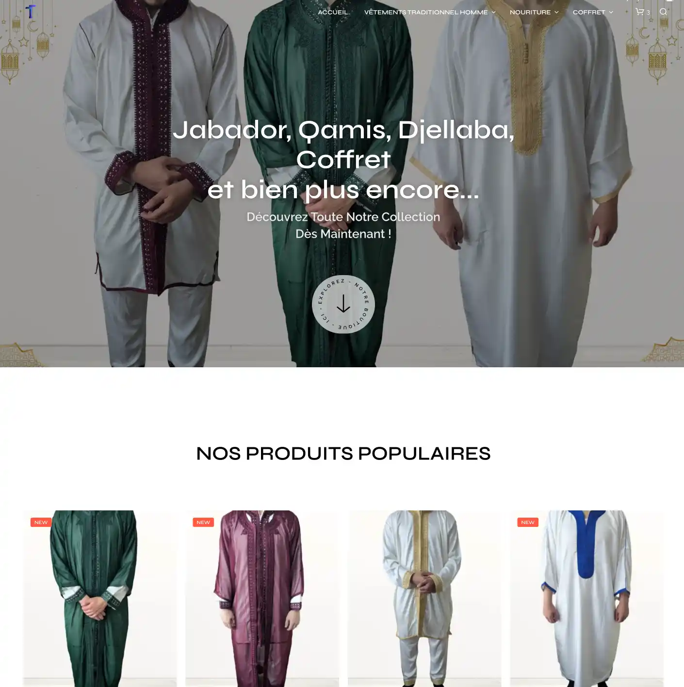 site e-commerce réalisé pour qamis-store